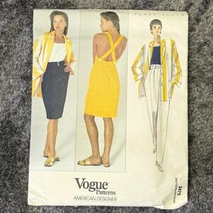 VTG  Vogue Pattern 2475 Perry Ellis Jacket Dress Top Skirt Pants 6-8-10 W/label!